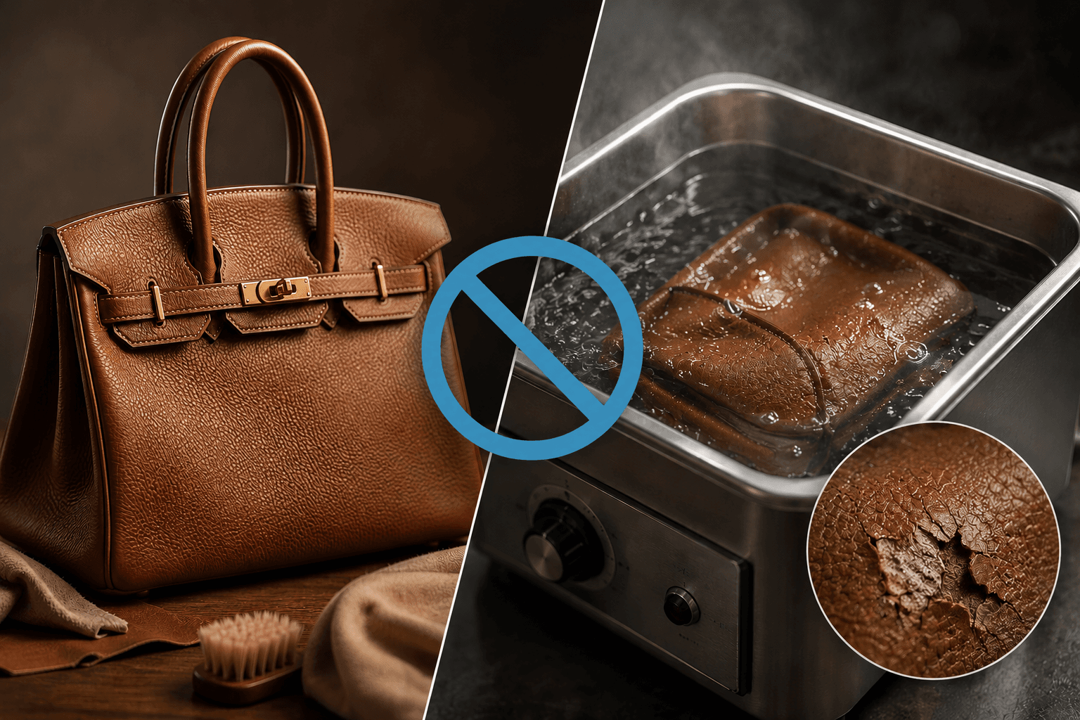 Why we will never use ultrasonic cleaning on premium leather.